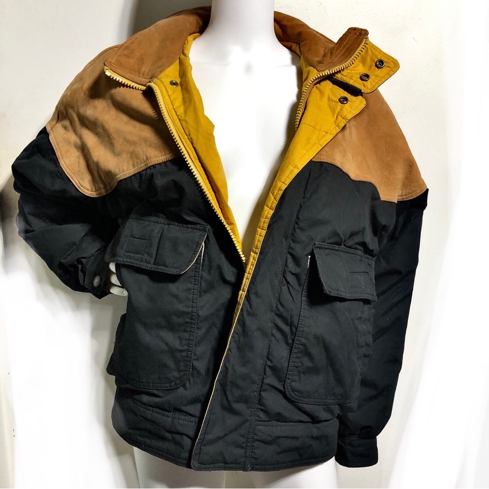 Andrew Marc Vintage Color Bloc Suede Nylon Jacket
